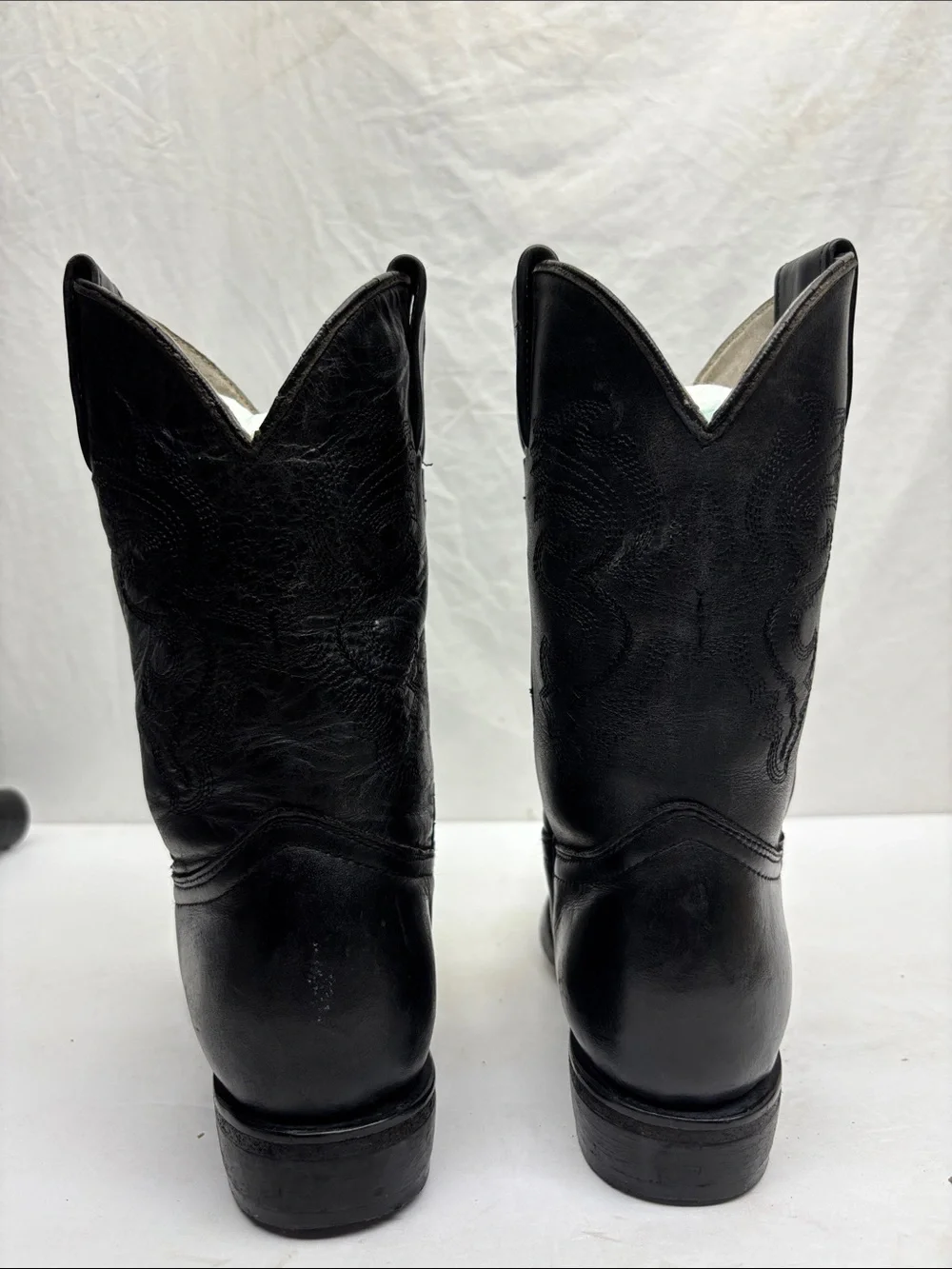 Houston Black Leather Western Cowboy Boots, SZ 21.5 Méx, 1.5 US for little boy